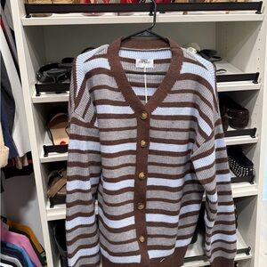 Peppermayo Chocolate and Cream Striped Cardigan